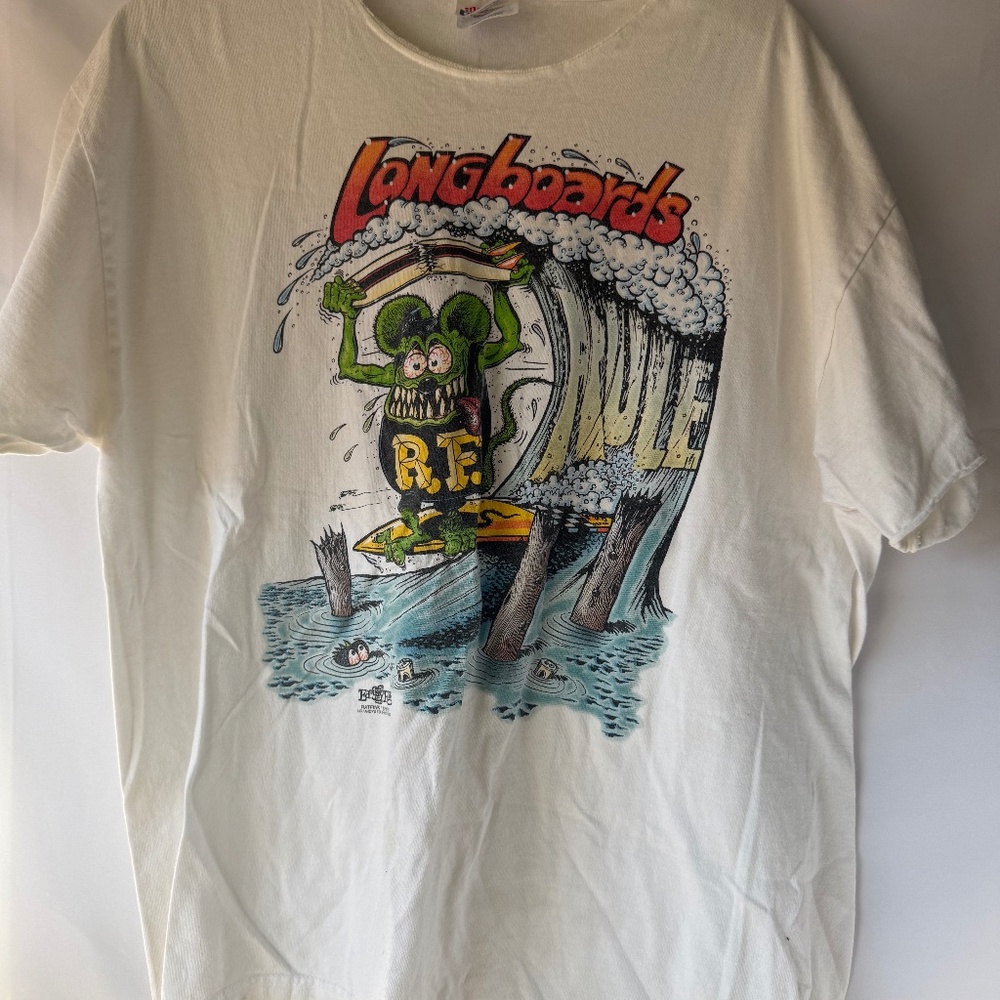 Rat Fink 1980's Longboards Rule tee.